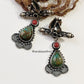 925 Silver Antique Turquoise and Coral Earrings for Women