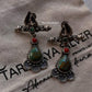 Turquoise and Coral Antique Design Earrings in 925 Silver