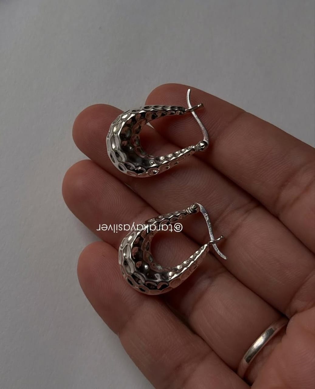 Chunky Italian U Hoop Earrings 2-in-1 925 Silver