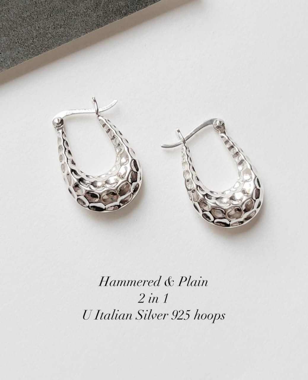 Chunky Italian U Statement 2-in-1 925 Silver Hoops