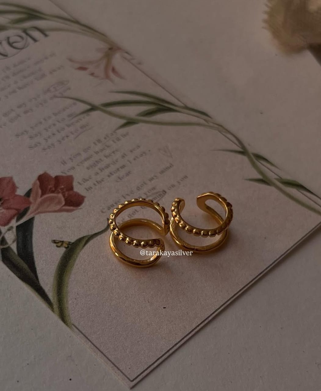 Gold Vermeil Silver Ear Cuff for Non-Pierced Ears