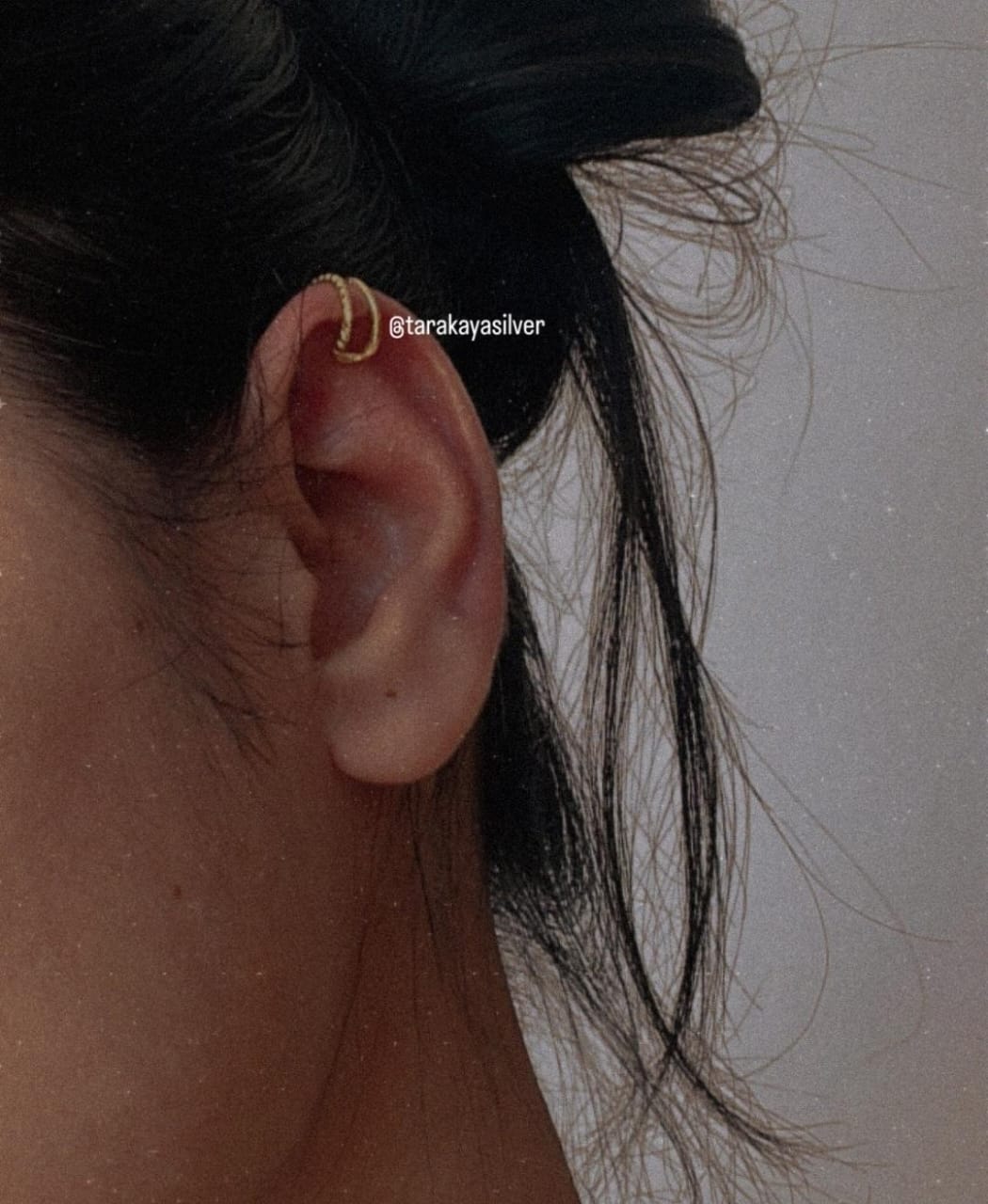 925 Silver Ear Cuff with Gold Vermeil Clip-On Design