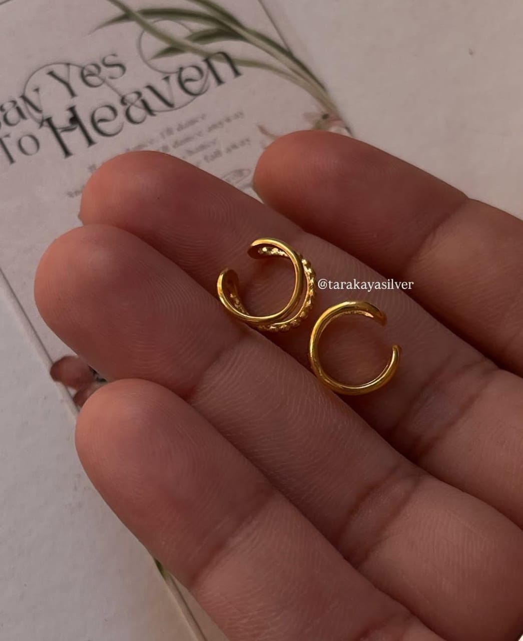 925 Silver Clip-On Ear Cuff with Gold Vermeil Coating