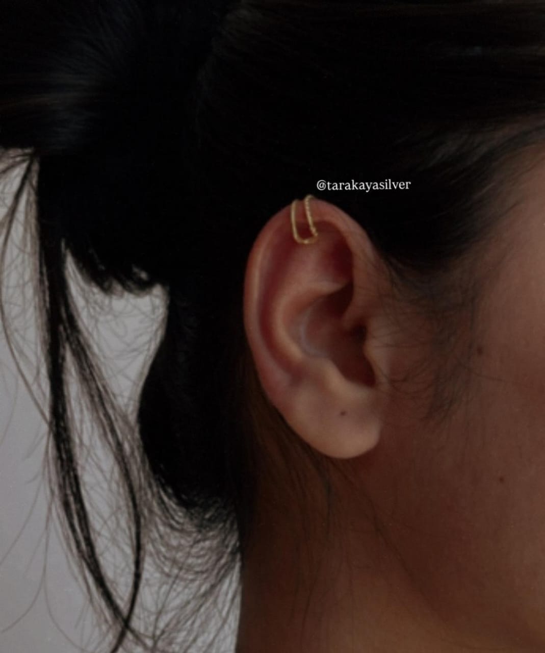 Gold Vermeil Clip-On Silver Ear Cuff for Trendy Look