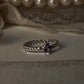 Amethyst Pear Ring on Cuban Link Band – 925 Sterling Silver