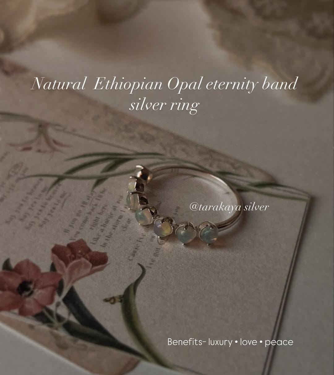Natural Ethiopian Opals Set in Silver Eternity Band Ring