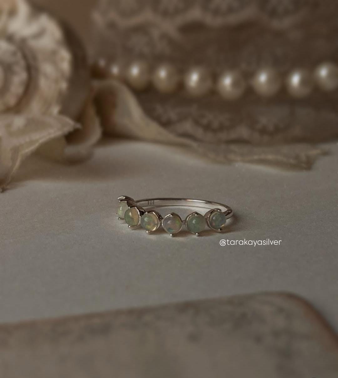 Stunning Ethiopian Opal Eternity Band Ring in 925 Silver