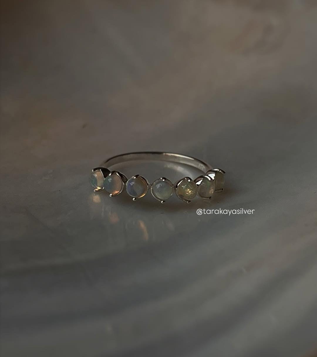 Natural Ethiopian Opal Eternity Band Ring in Sterling Silver