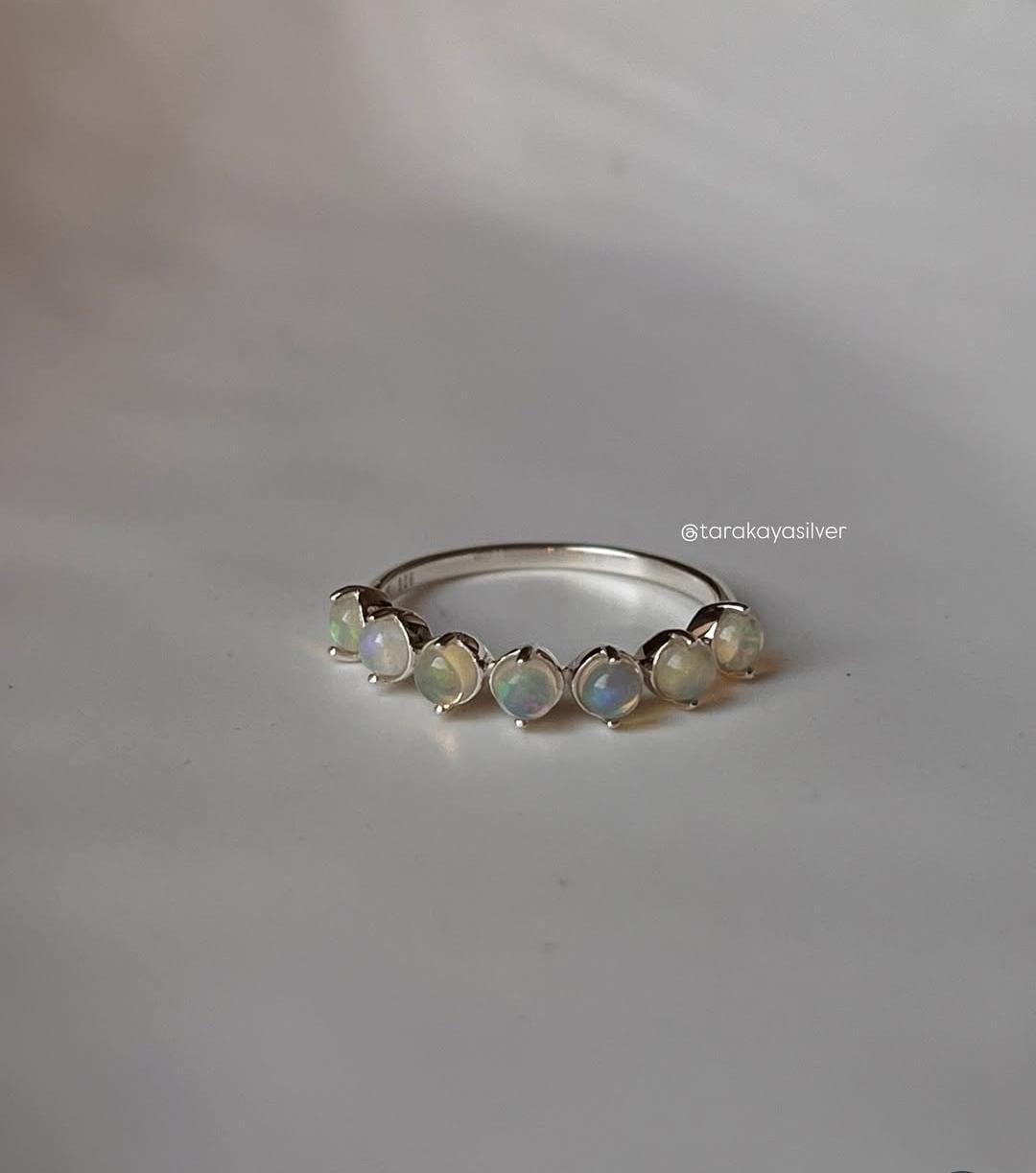 Natural Ethiopian Opal Eternity Silver Ring – Elegant Jewelry Piece