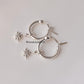 Simple Classic Hoops with North Star Charm and White Topaz Accent