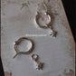 Stylish Classic Hoops with White Topaz and North Star Charm Detail