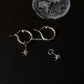 Sterling Silver Classic Hoop Earrings with White Topaz North Star Charm