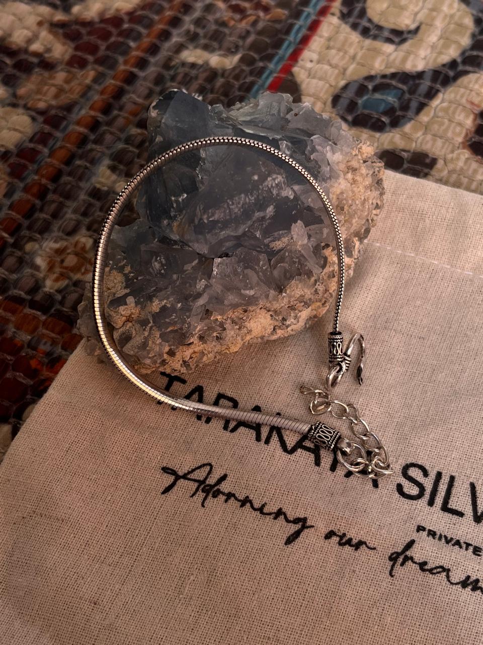 Flat Snake Antique 925 Sterling Silver Bracelet