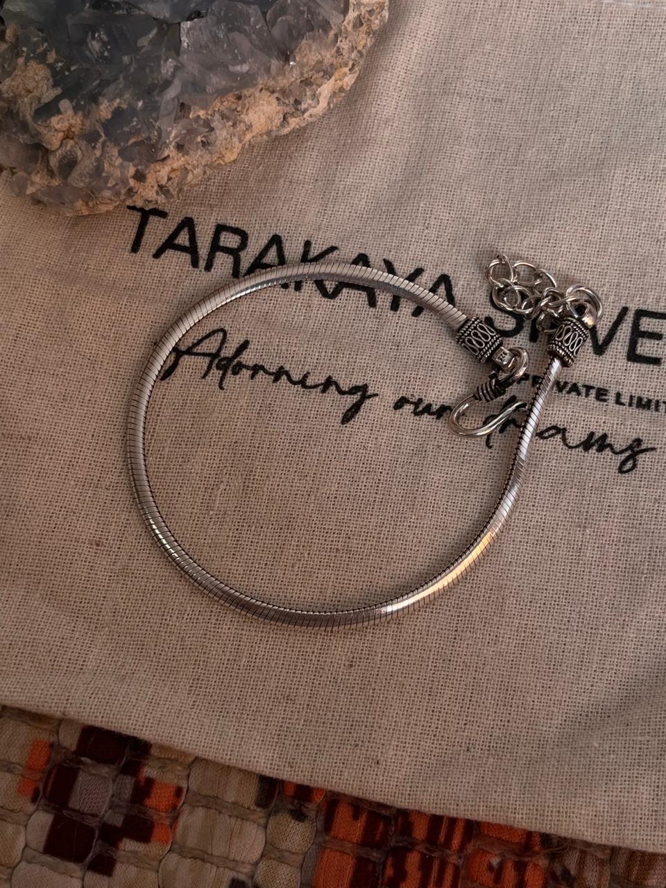 Flat Snake Antique 925 Sterling Silver Bracelet