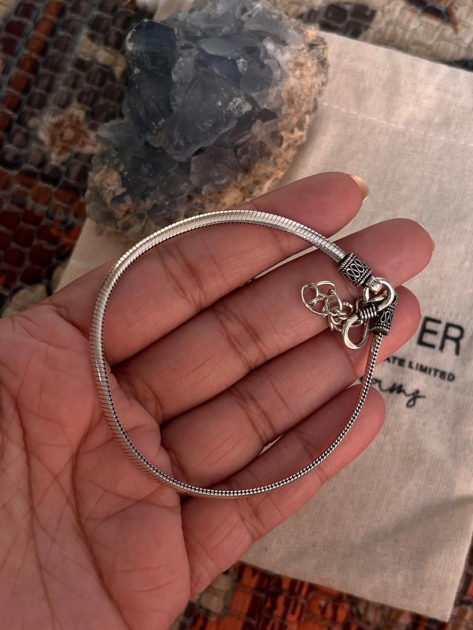 Classic Flat Snake Antique Pure 925 Sterling Silver Anklet