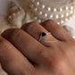 Vintage style solitaire ring with black spinel and white topaz  