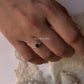 Antique-inspired black spinel and white topaz silver ring  