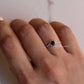 Sterling silver vintage solitaire ring with black and white stones  
