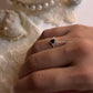 Solitaire 925 silver ring with black spinel and vintage details