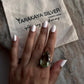 Handcrafted solitaire ring with green amethyst in 925 silver  