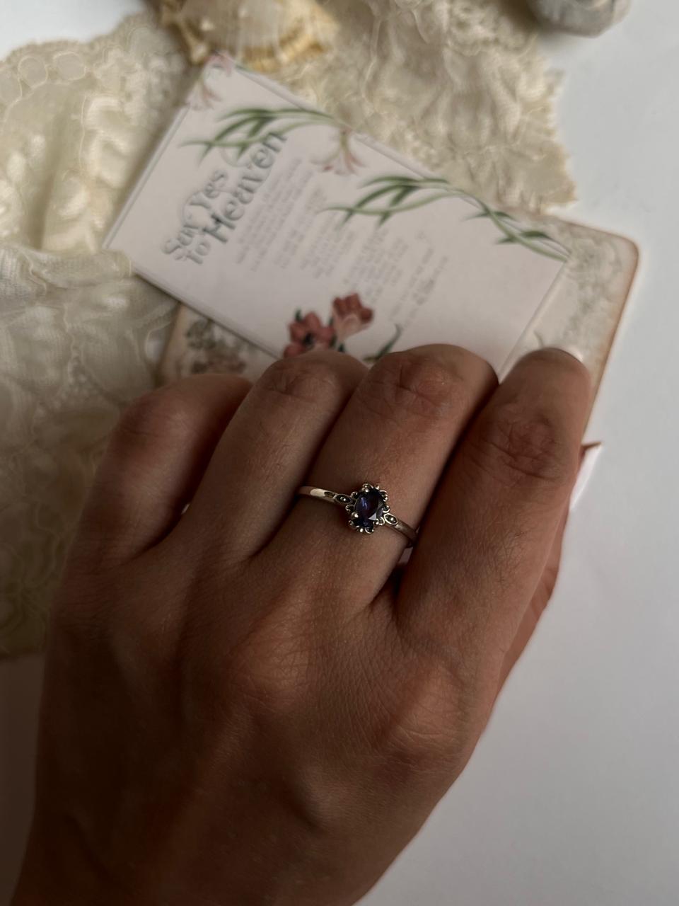 Iolite Victorian Style 925 Sterling Silver Ring