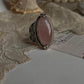 Rose Quartz Boho Oval Statement 925 Sterling Silver Ring