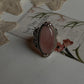 Rose Quartz Boho Oval Statement 925 Sterling Silver Ring