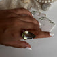 Green amethyst solitaire 925 silver statement ring  