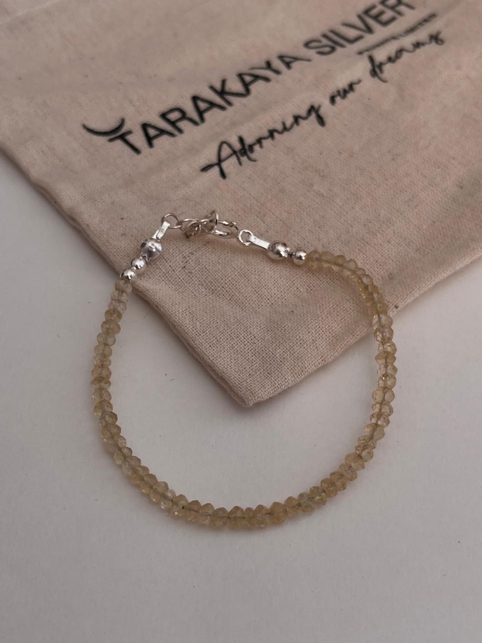 Citrine 3MM-4MM Faceted Crystal 925 Sterling Silver Bracelet