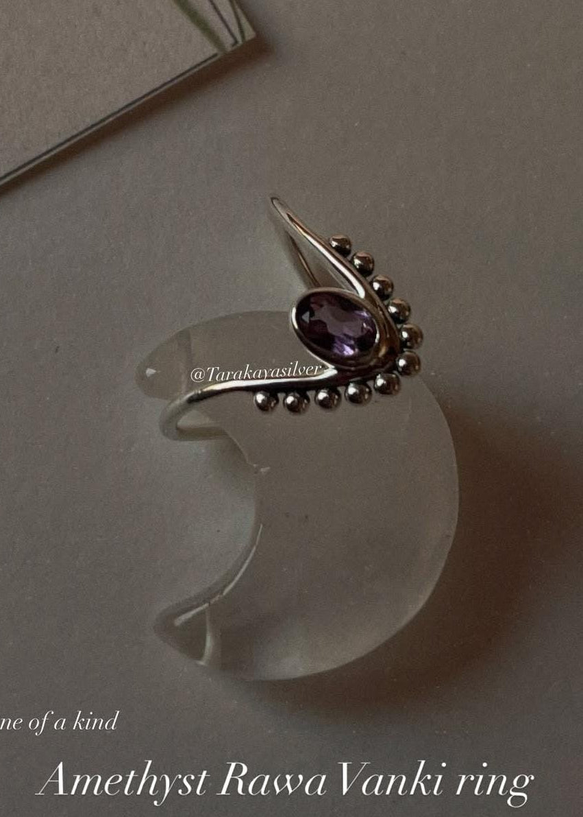 Amethyst Rawa Vanki 925 Sterling silver ring  