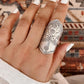 Bohemian full finger statement adjustable 925 silver ring  