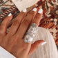 Handcrafted silver full finger ring with boho design  