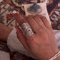 Bohemian silver maple leaf wrap adjustable 925 ring with brushed finish  