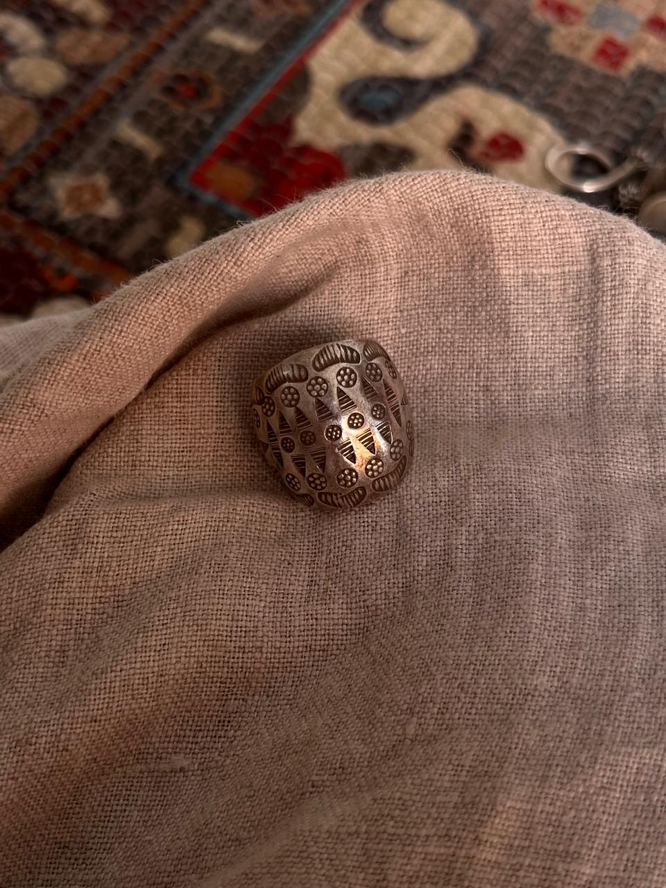 925 silver statement ring with bohemian dome design