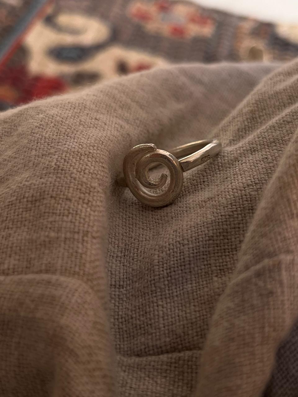 Bohemian-style spiral ring in handcrafted sterling silver  
