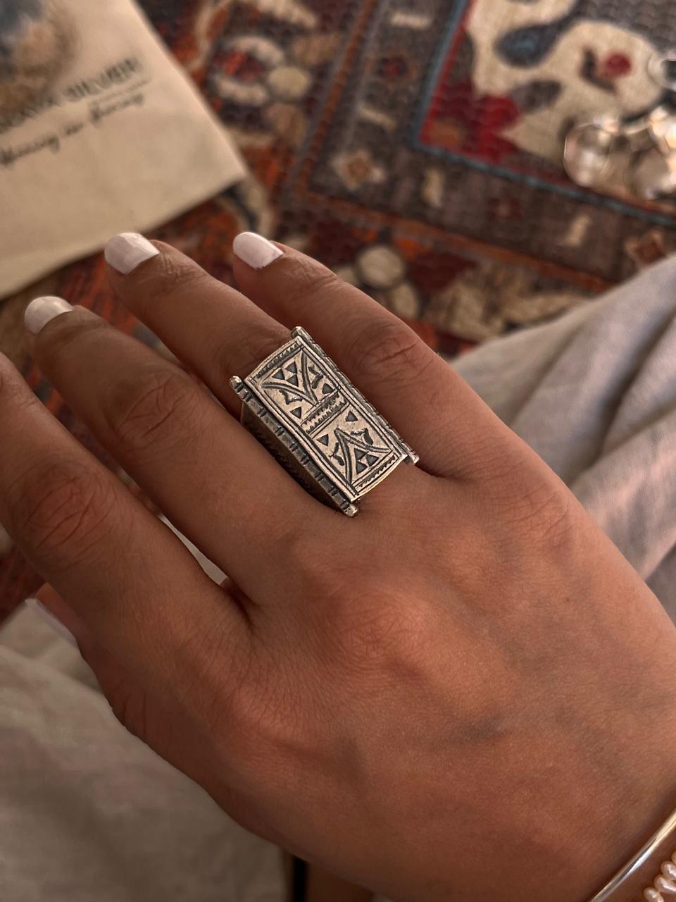 Bohemian Turkish adjustable 925 silver ring  