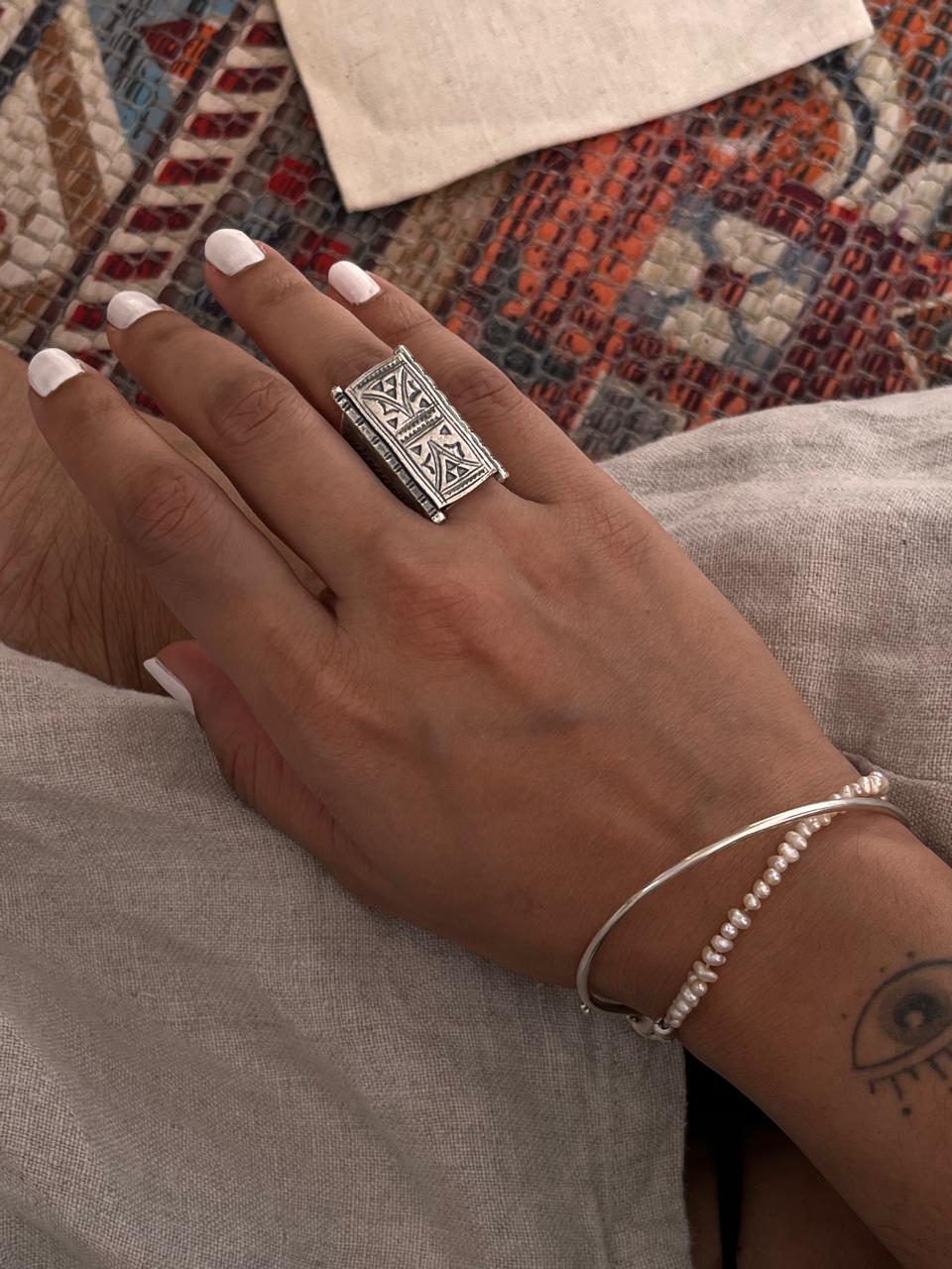 Sterling silver Turkish-inspired bohemian adjustable ring