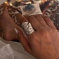 Bohemian maple leaf wrap adjustable 925 silver ring  