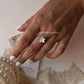 Delicate white enamel flower ring in 925 silver 