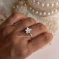 White enamel plumeria flower 925 silver ring  