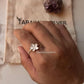 White enamel floral silver ring with plumeria design  