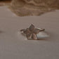 Floral 925 silver ring featuring white plumeria enamel  