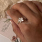 Sterling silver plumeria flower ring with white enamel petals  
