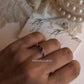 Minimal rhodolite garnet ring with leaf design in sterling silver  