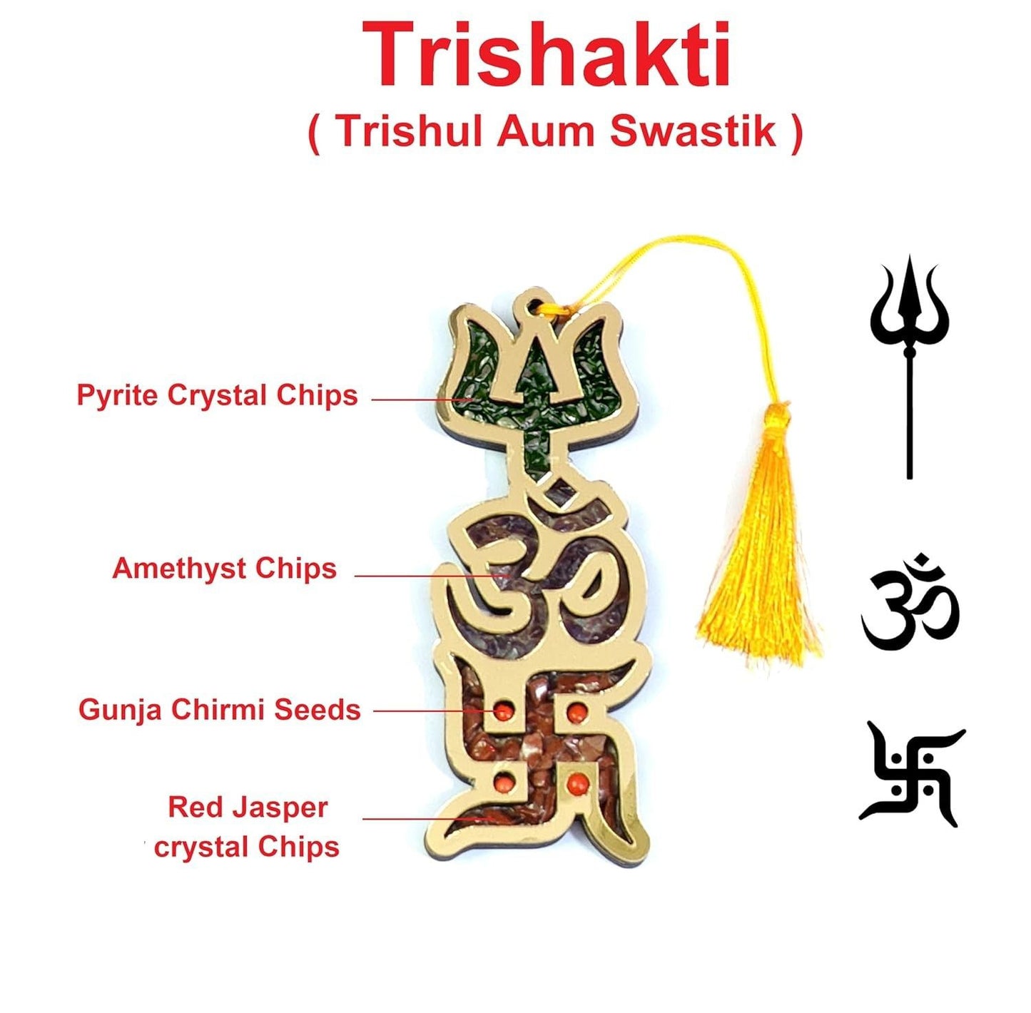 Tri Shakti: Trishul, Aum, Swastik