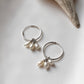 Fresh water Pearls Charm Hoops 925 Sterling Silver Earrings