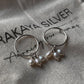 Fresh water Pearls Charm Hoops 925 Sterling Silver Earrings