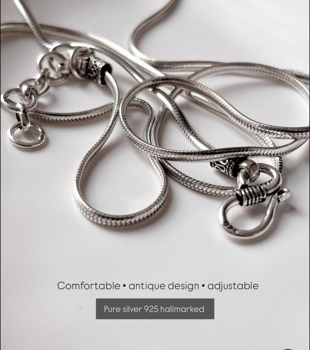 Flat Snake Antique Silver Waist Chain