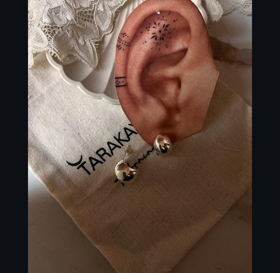  925 silver Italian half hoop earrings with bold dome shape