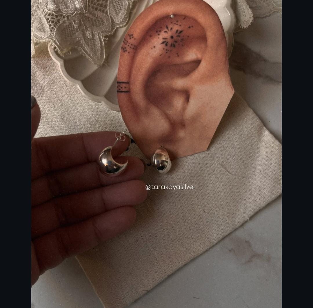 Chunky Italian 925 silver half hoops with dome design  